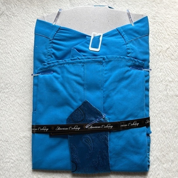 NWT American Exchange Tailored Boyswear Size 4 Ocean Blue Tailored Shirt & Tie - Picture 3 of 6